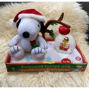 Animated Snoopy with SnoMotion Waterglobe Peanuts Christmas New Old Stock Kcare